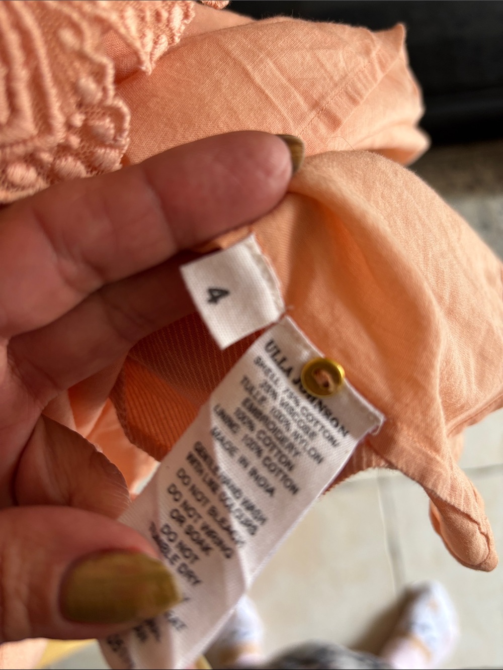 Ulla Johnson Peach Crochet-Trim Tiered Mini Dress - Picture 10 of 10